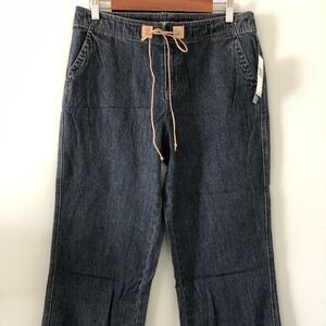 DKNY Cropped Wide Leg Jeans With Leather Waist Tie Size 10